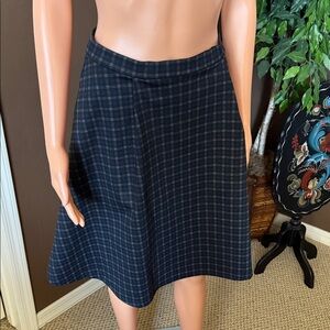 Max Studio Navy Plaid A-Line Skirt